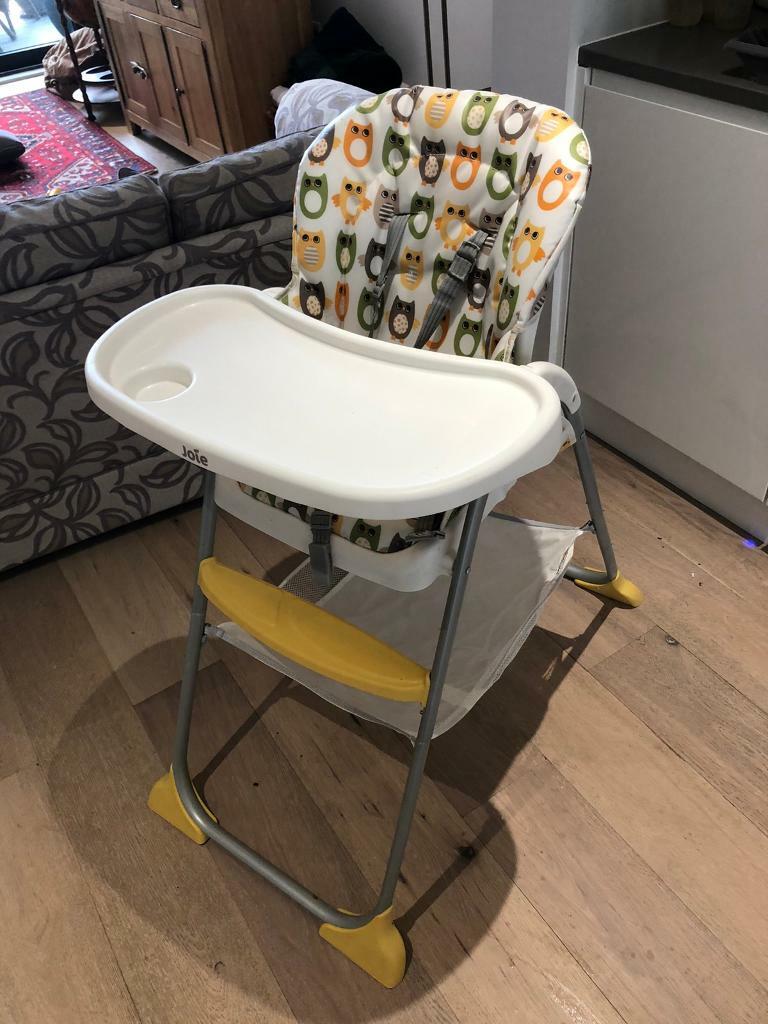 high chair with basket underneath